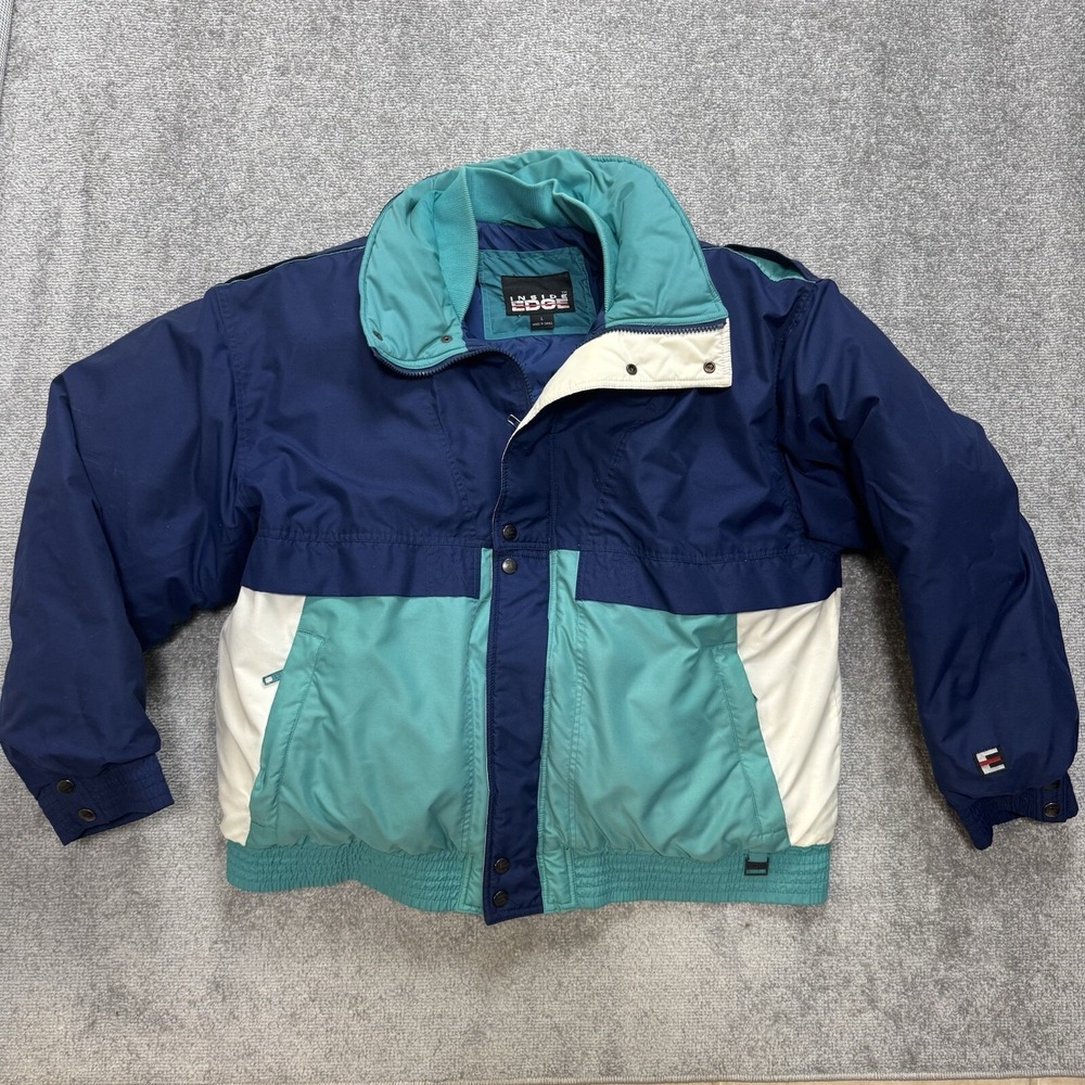 Vintage 80's 90's Inside Edge Ski Jacket Coat Down Blue Teal Men's Size Large